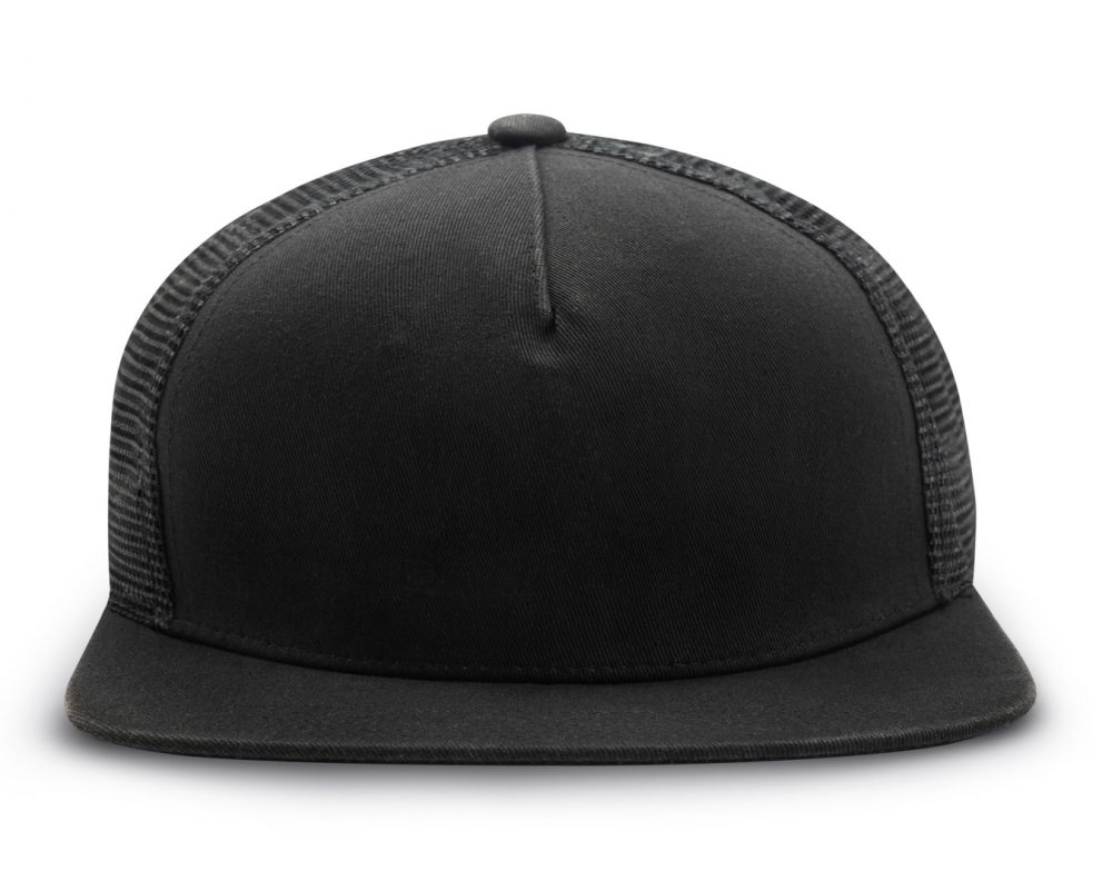 Black snapback cap isolated on white background with clipping path.